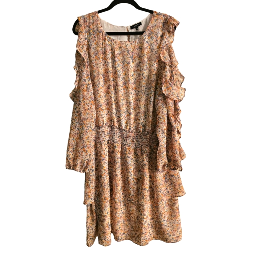 1. State. Women's Floral Long Sleeve Cold Shoulder Dress. Size 3X. NWT.
